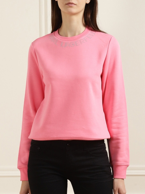 

Karl Lagerfeld Women Pink Cotton Sweatshirt