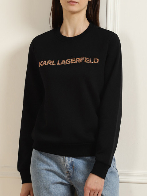

Karl Lagerfeld Women Black Embellished Sweatshirt
