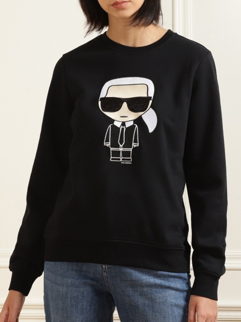 

Karl Lagerfeld Women Black Iconic Artwork Printed Sweatshirt