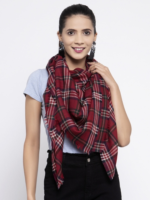 

Calvadoss Women Red & Black Checked Woolen Muffler