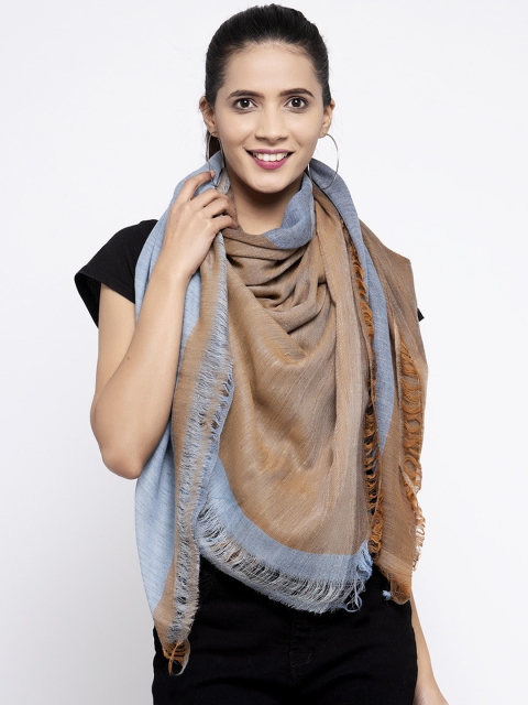 

Calvadoss Women Brown & Blue Colourblocked Woolen Muffler