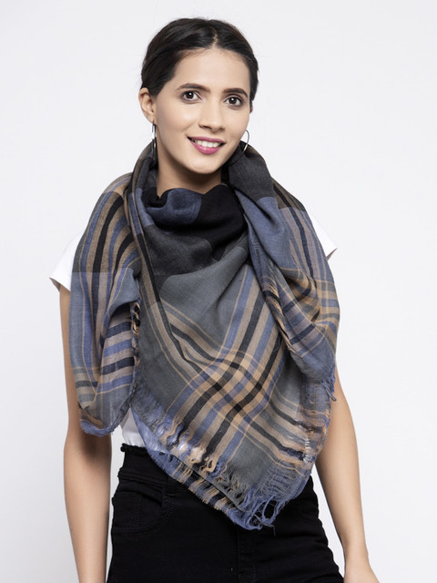 

Calvadoss Women Black & Grey Checked Woolen Muffler