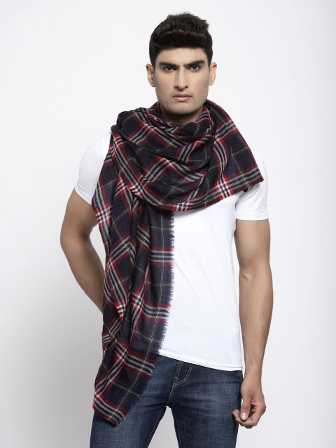 

Calvadoss Men Red & Blue Checked Woolen Muffler