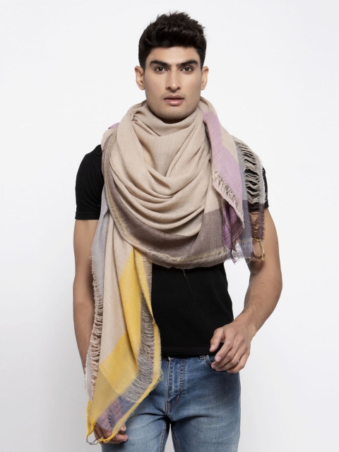 

Calvadoss Men Beige & Purple Striped Woolen Muffler