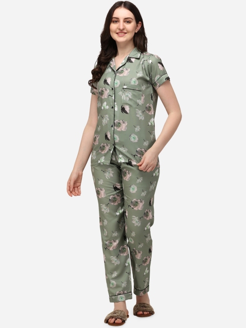 

House of JAMMIES Women Green Printed Night suit