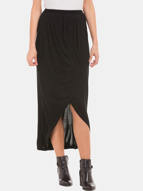 

Sugr Women Black Solid Wrap Midi Skirt