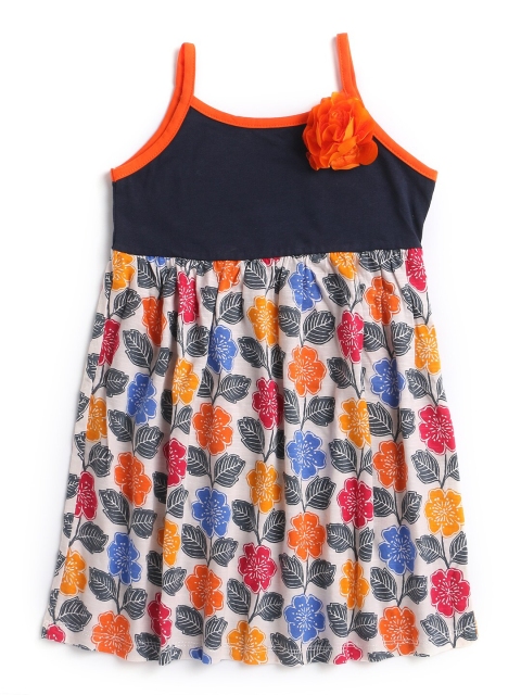 

Hopscotch Girls Navy Blue & Orange Floral Dress