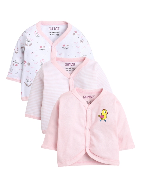 

BUMZEE Infant Girls Pack Of 3 Cotton Jhablas, Pink