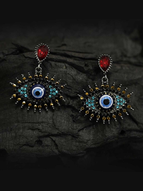 

justpeachy Blue Evil Eye Drop Earrings