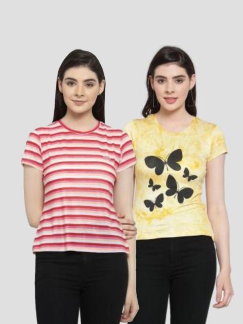 

armure Pack Of 2 Printed Tops, Pink