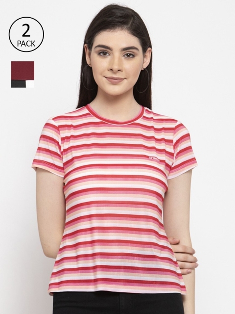 

armure Pink & Maroon Pack of 2 Regular Top