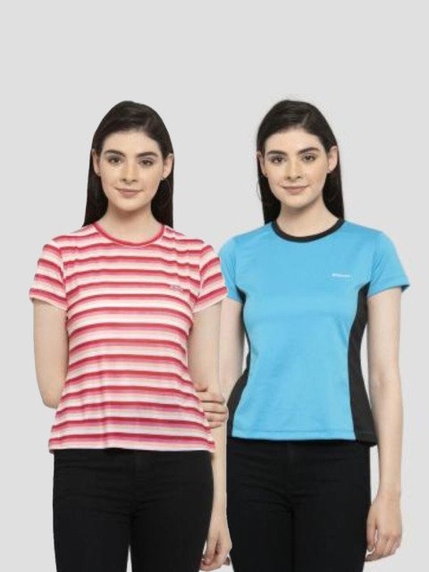 

armure Pack Of 2 Pink & Blue Striped Regular Top