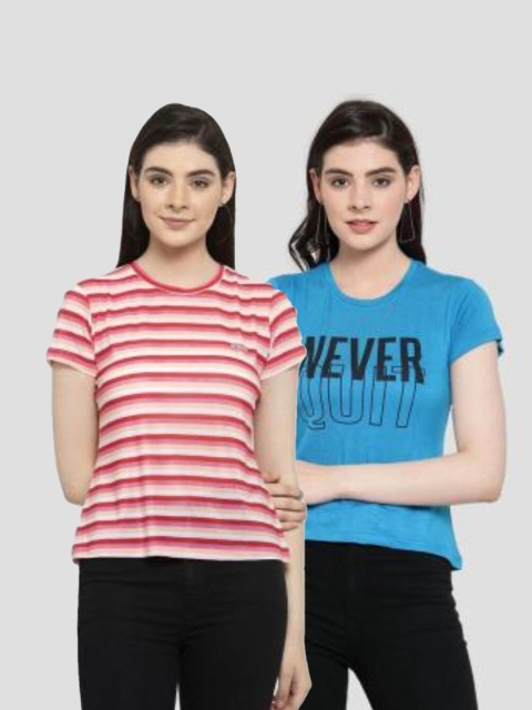 

armure Pink & Blue Set Of 2 Striped Top