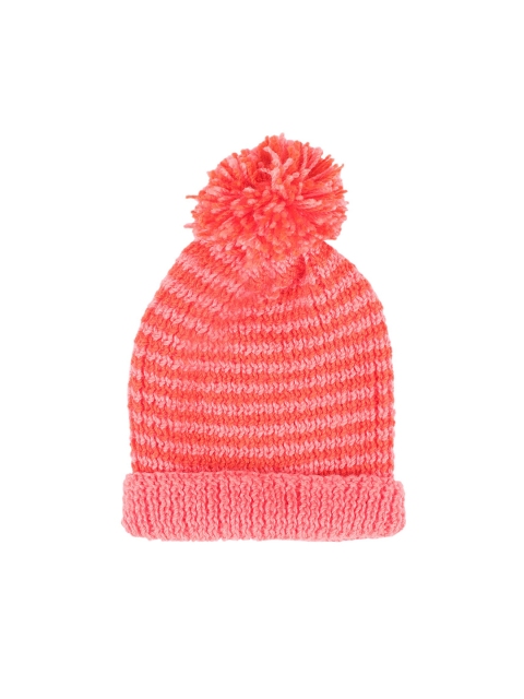 

Bharatasya Women Peach Ultra Soft Pom Pom Beanie