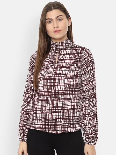 

Van Heusen Woman Maroon & White Striped Top