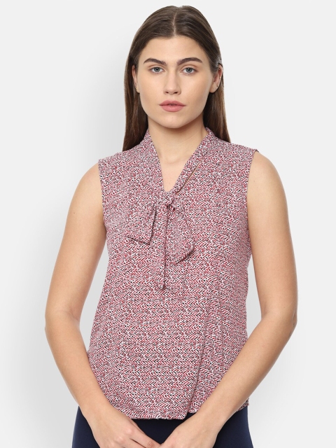 

Van Heusen Woman Pink Print Tie-Up Neck Top