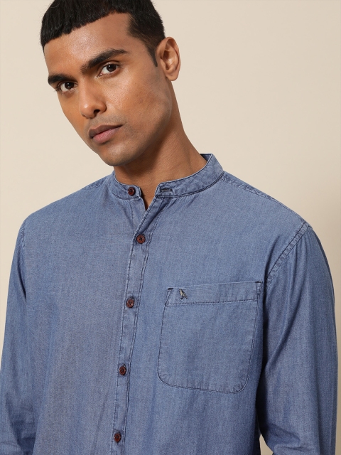 

Mr Bowerbird Men Blue Cotton Chambray Casual Shirt