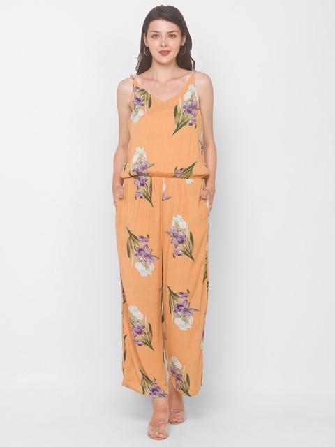 

Iti Orange & White Modal Printed Basic Jumpsuit