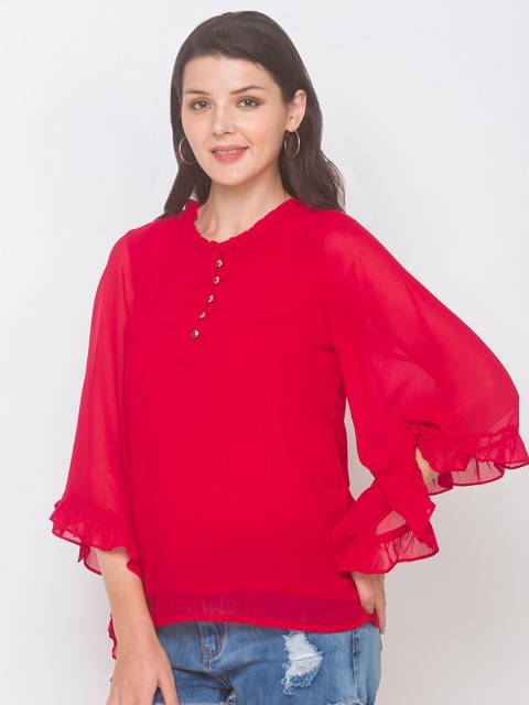 

Iti Red Georgette Regular Top