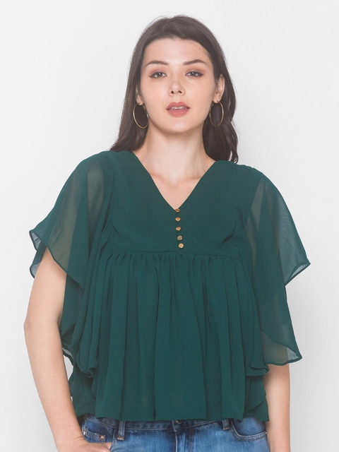 

Iti Green Georgette Cape Top