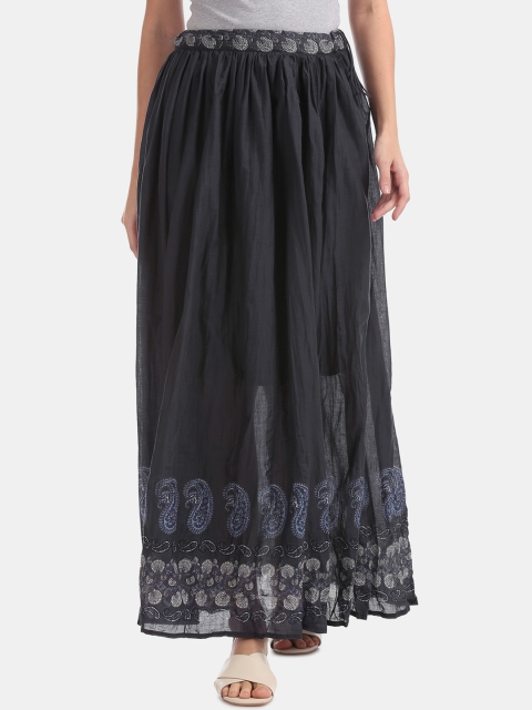 

Bronz Women Grey Printed Maxi Skirt