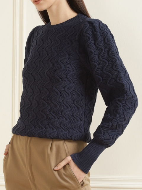 

Ted Baker Women Navy Blue Cable Knit Pullover