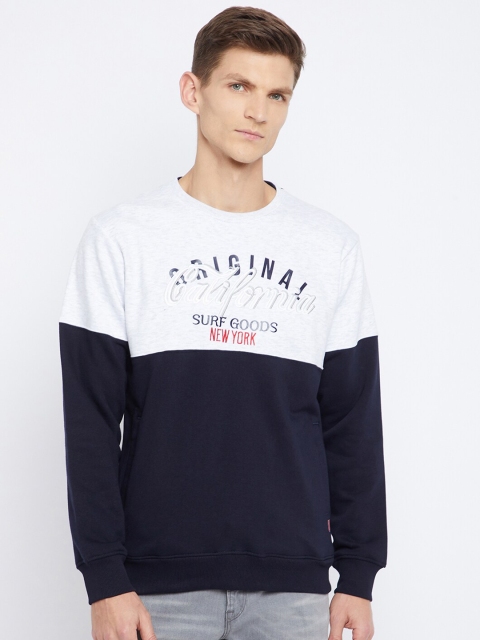 

Duke Men White Colourblocked Sweatshirt