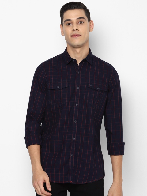 

Allen Solly Sport Men Navy Blue Opaque Checked Casual Shirt