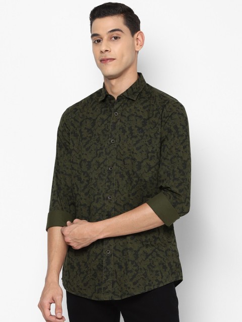

Allen Solly Sport Men Olive Green Floral Opaque Printed Casual Shirt