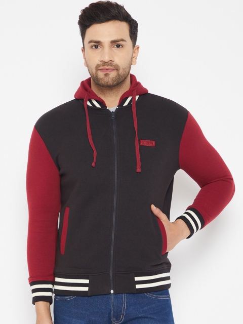 

HARBORNBAY Men Red Colourblocked Hooded Sweatshirt