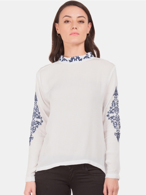 

Bronz White Floral Regular Top