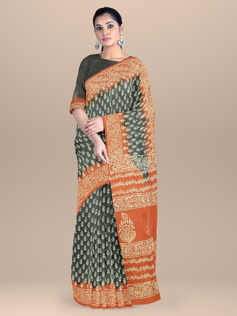 

BharatSthali Grey & White Dabu Pure Cotton Dabu Saree