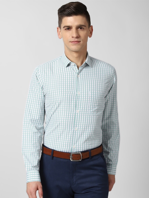 

Peter England Men Green Slim Fit Opaque Checked Formal Shirt