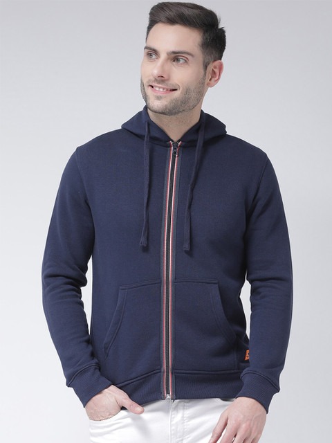 

Club York Men Navy Blue Printed Hooded Sweatshirt