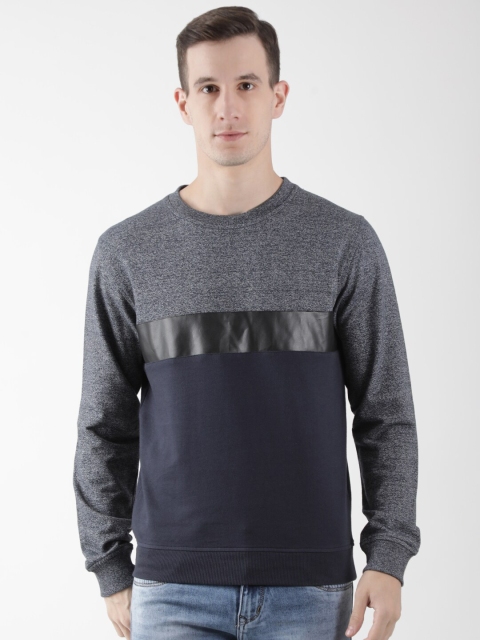 

Club York Men Navy Blue Colourblocked Sweatshirt