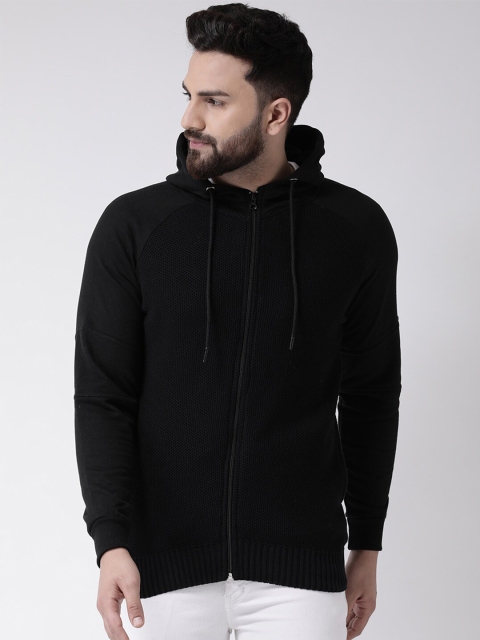 

Club York Men Black Hooded Sweatshirt