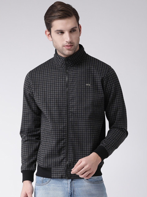 

Club York Men Black Checked Fleece Sweatshirt
