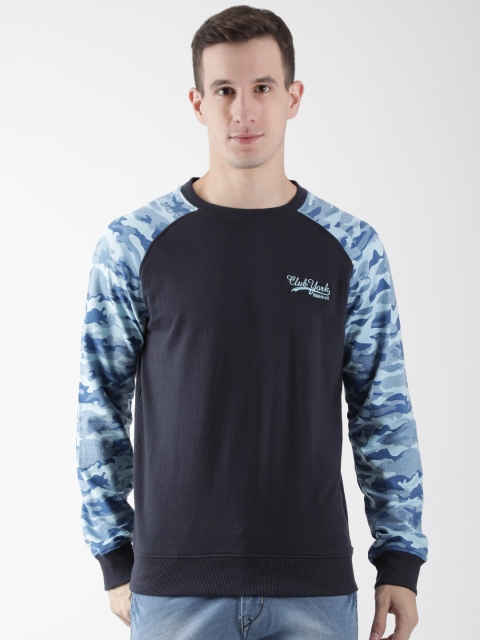 

Club York Men Navy Blue Printed Fleece Sweatshirt