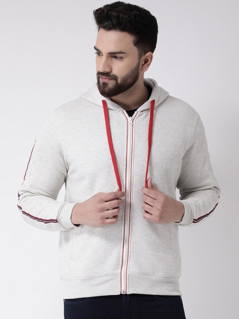 

Club York Men Off White Solid Hooded Sweatshirt