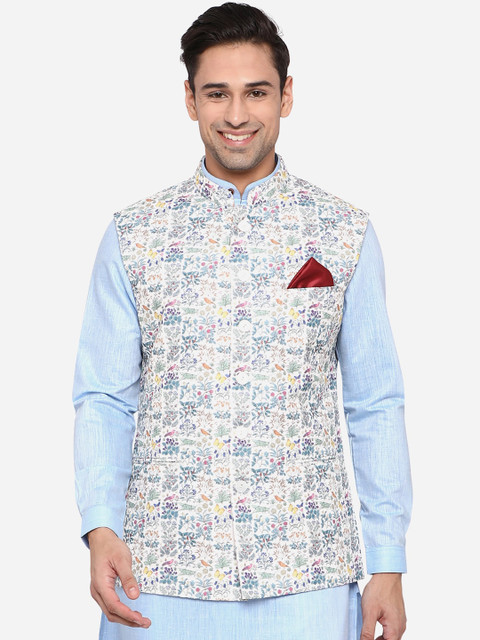 

JB STUDIO Men Multicolor Terry Wool Printed Regular Fit Waistcoat, Multi