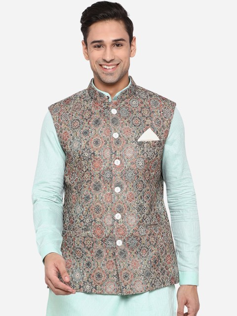 

JB STUDIO Men Multicoloured Terry Wool Printed Regular Fit Waistcoat, Multi