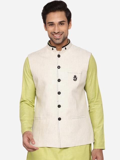 

JB STUDIO Men Beige Solid Nehru Jacket