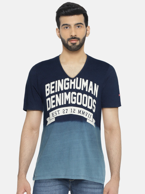 

Being Human Men Navy Printed T-Shirt, Navy blue