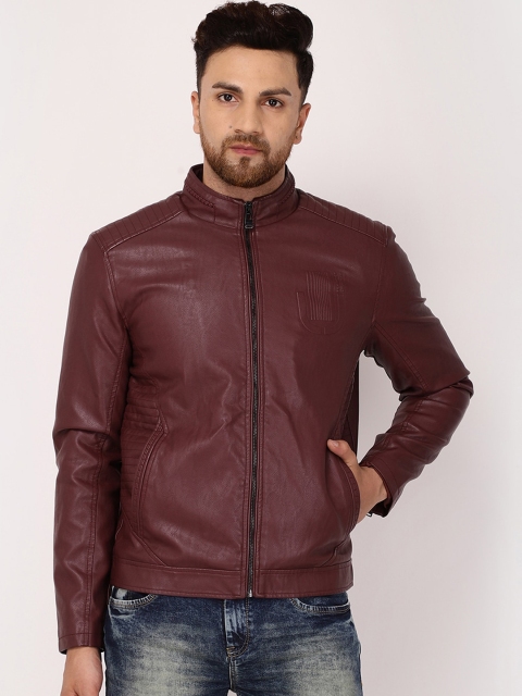

Blackberrys Men Maroon Biker Jacket