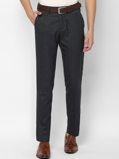 

Allen Solly Men Grey Checked Slim Fit Trousers