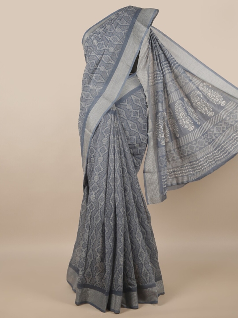 

Pothys Blue & Off White Ethnic Motifs Saree