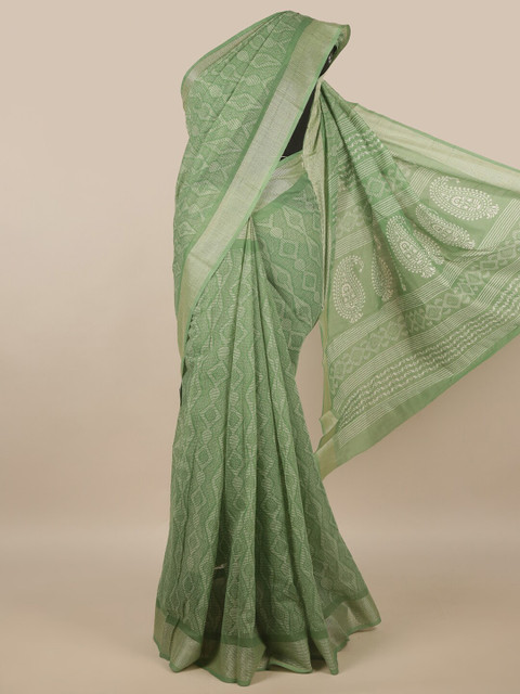 

Pothys Green & Beige Printed Saree