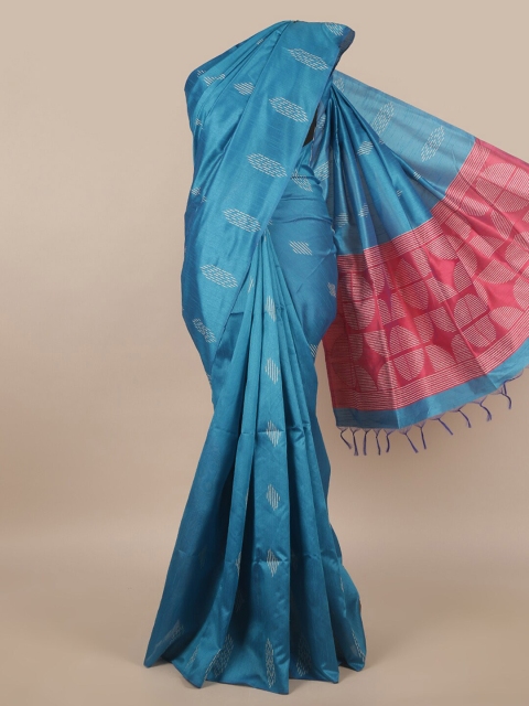 

Pothys Blue & Red Cotton Blend Saree