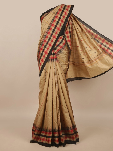

Pothys Brown & Red Cotton Blend Saree