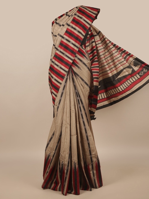

Pothys Grey & Red Cotton Blend Saree